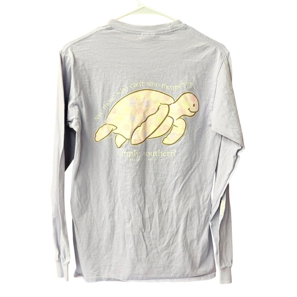 Simply Southern Graphic Tee Women S Purple Long Sleeve Save Sea Turtle Graphic